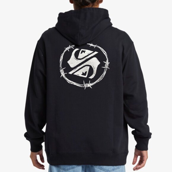 QUICKSILVER - Black Barbed Wire Logo Hoodie - Mens Medium - Picture 1 of 7